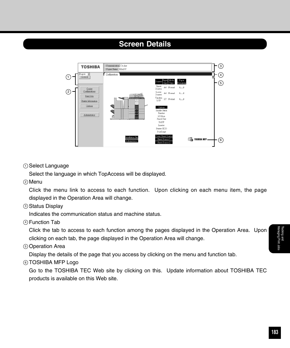 Screen details | Toshiba 810 User Manual | Page 185 / 218