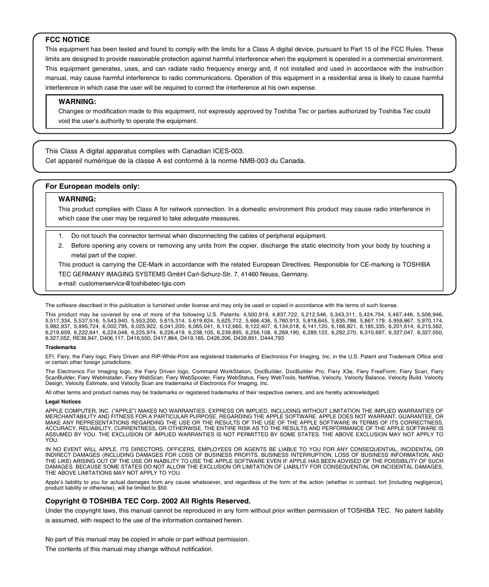 Notice | Toshiba 810 User Manual | Page 2 / 218