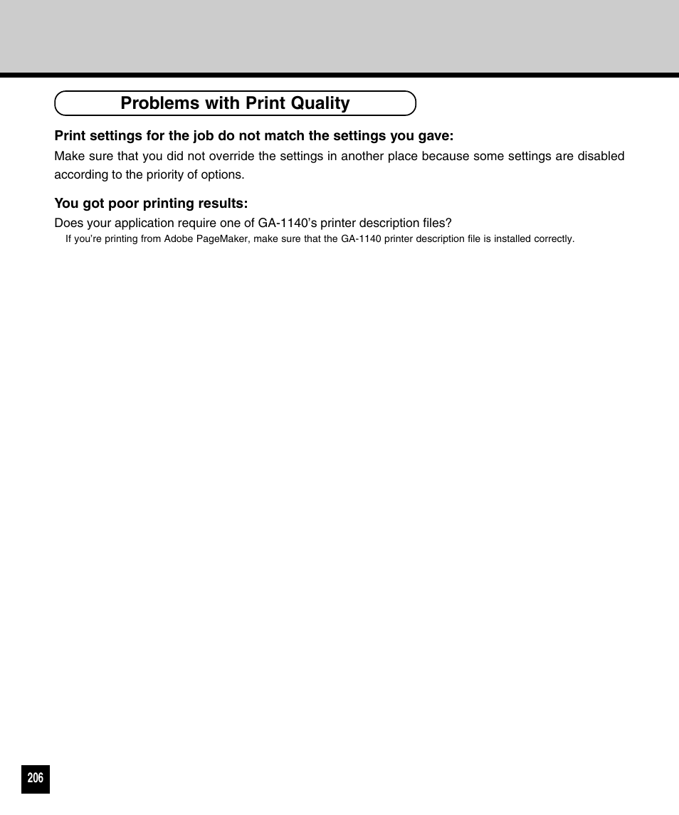 Problems with print quality | Toshiba 810 User Manual | Page 208 / 218