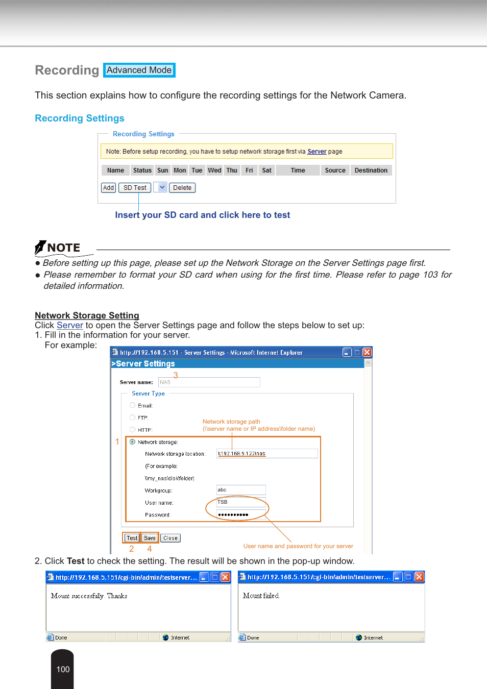 Recording | Toshiba IK-WB30A User Manual | Page 100 / 121