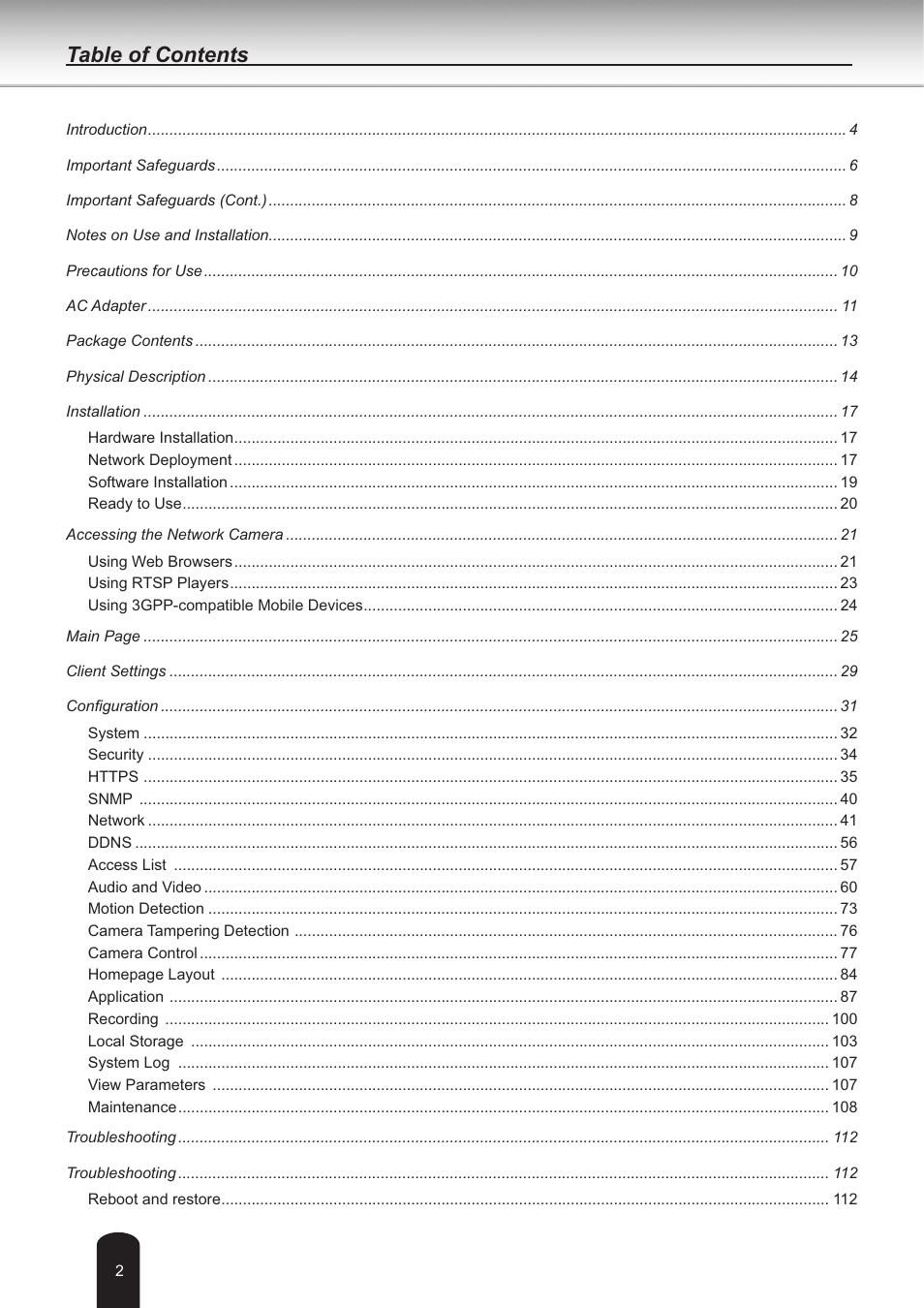 Toshiba IK-WB30A User Manual | Page 2 / 121