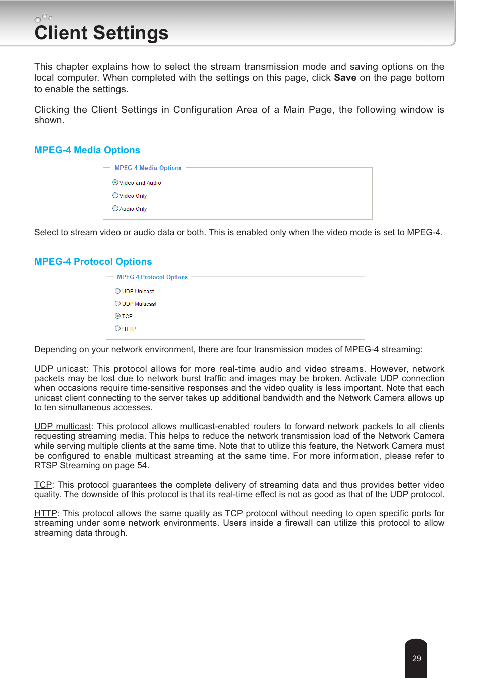 Client settings | Toshiba IK-WB30A User Manual | Page 29 / 121