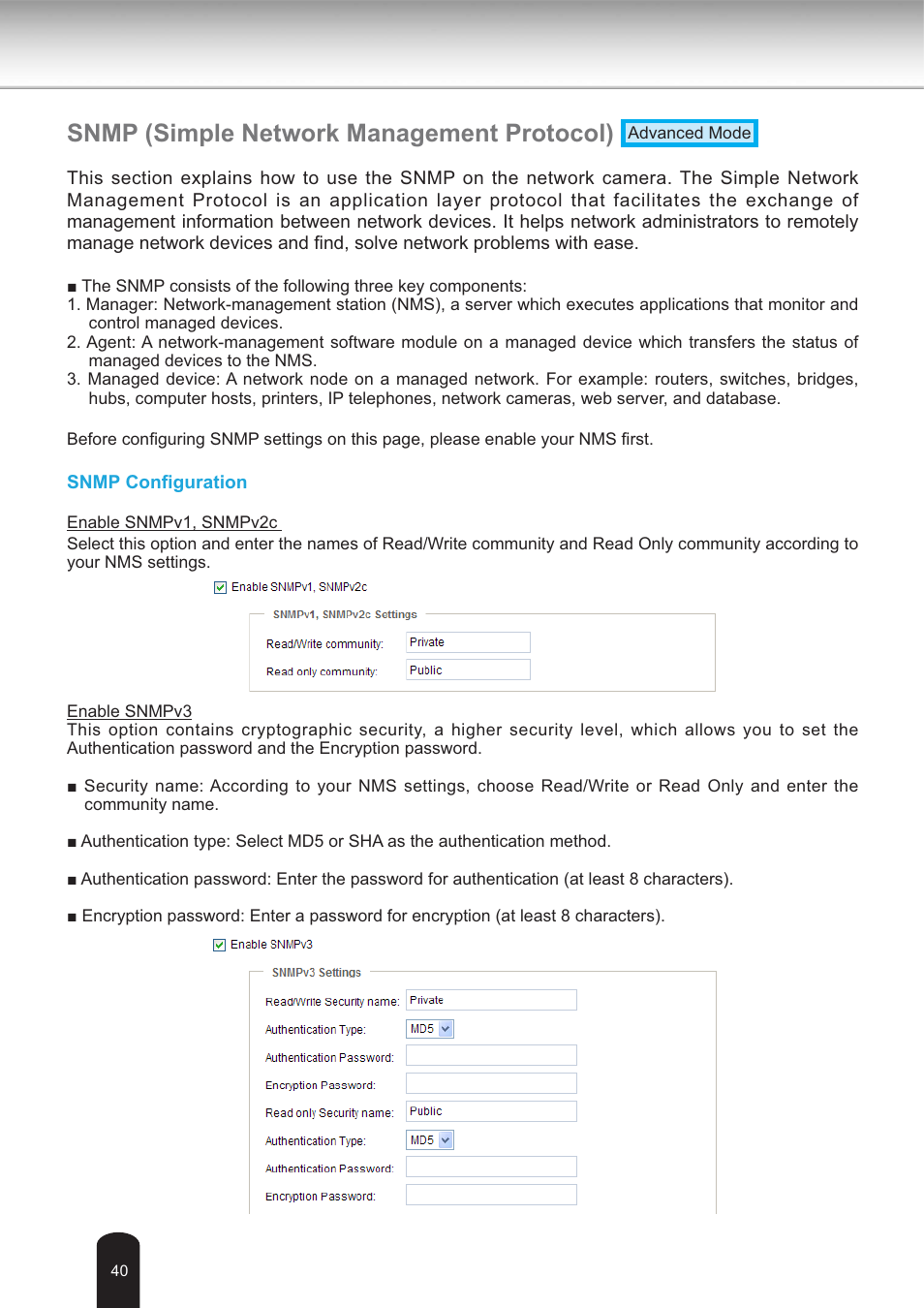 Snmp (simple network management protocol) | Toshiba IK-WB30A User Manual | Page 40 / 121