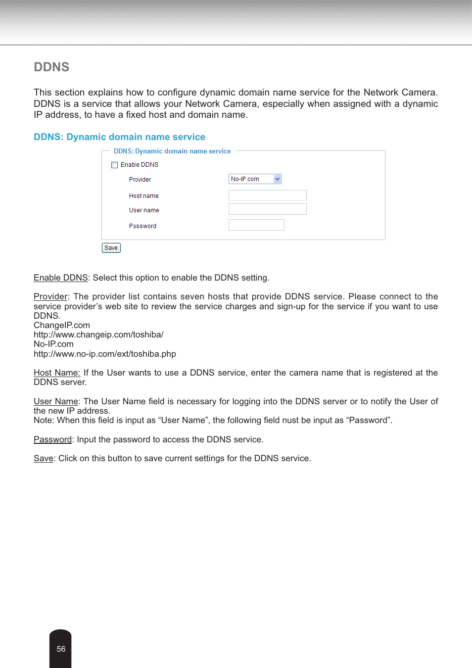 Ddns | Toshiba IK-WB30A User Manual | Page 56 / 121