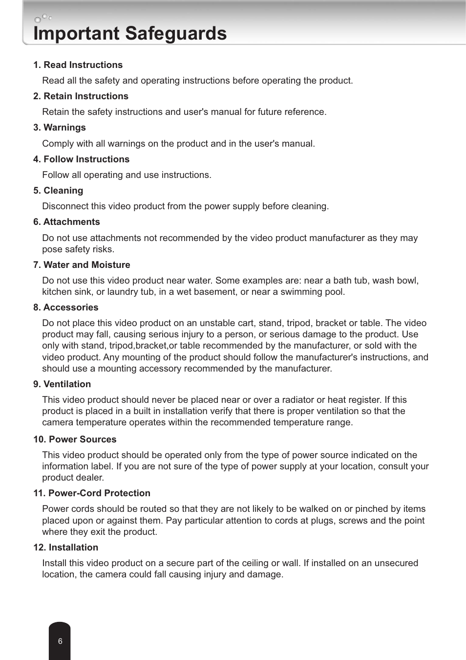 Important safeguards | Toshiba IK-WB30A User Manual | Page 6 / 121