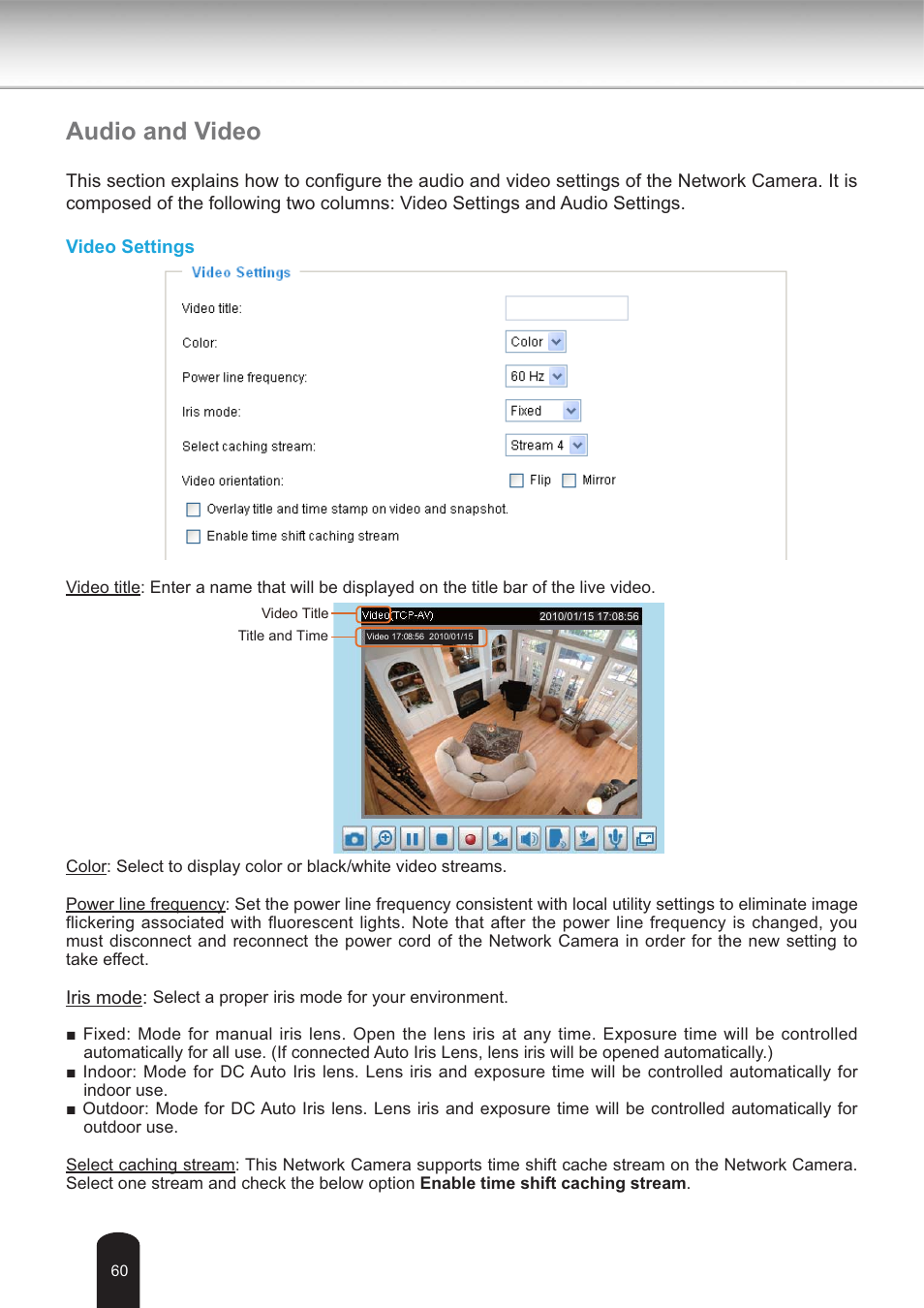 Audio and video | Toshiba IK-WB30A User Manual | Page 60 / 121