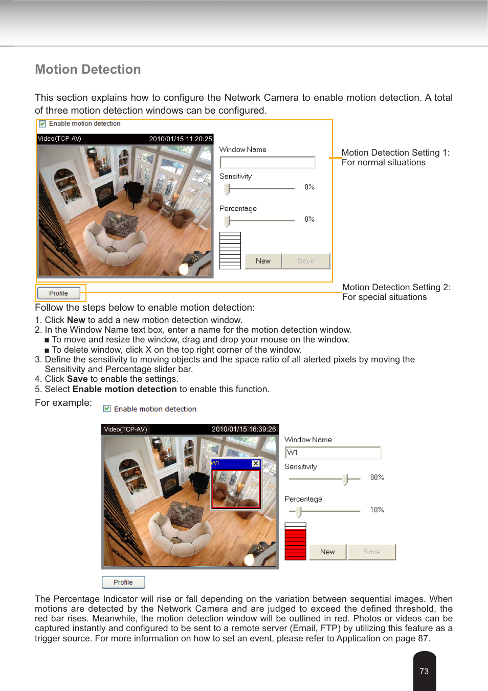 Motion detection | Toshiba IK-WB30A User Manual | Page 73 / 121