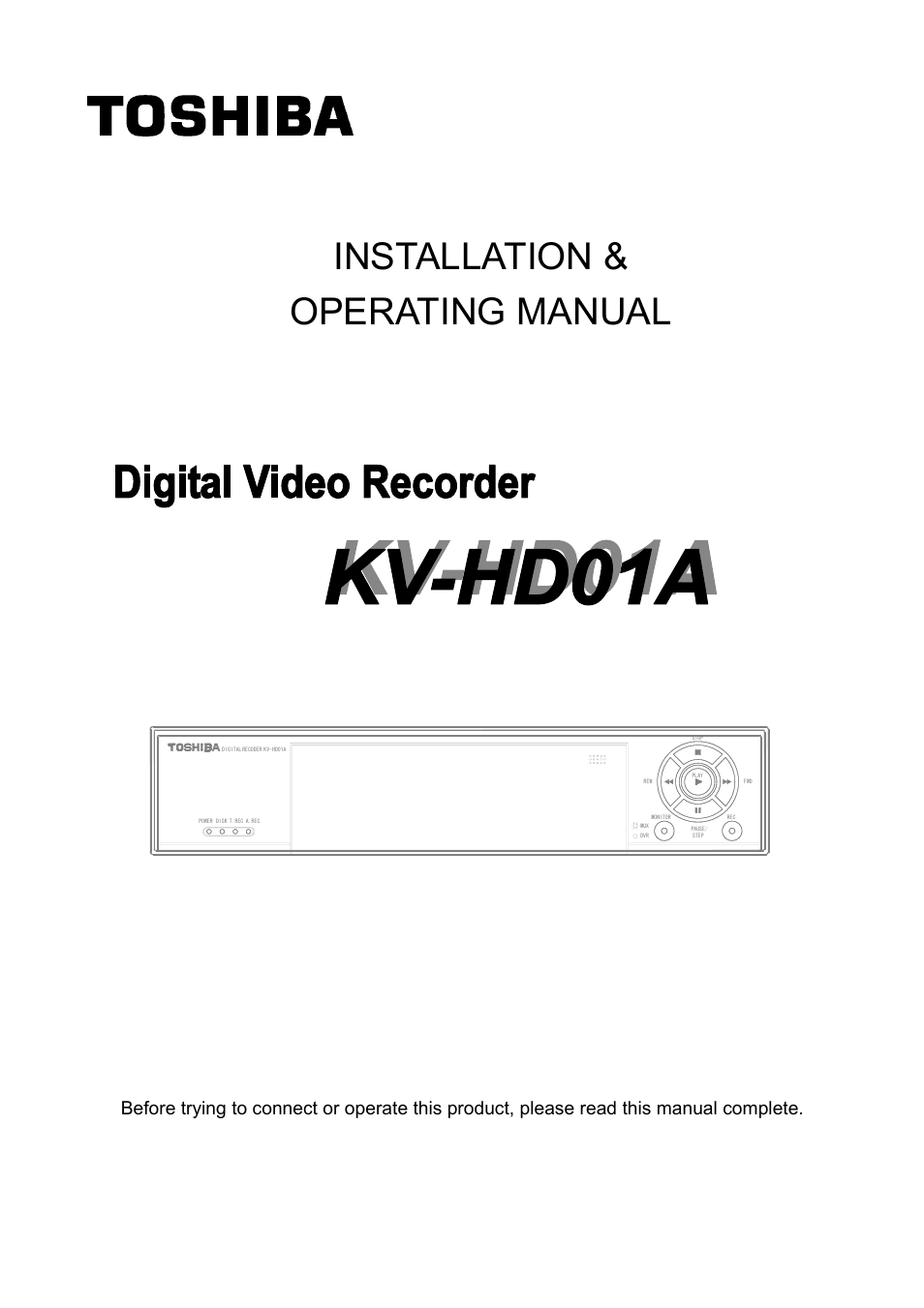 Toshiba KV-HD01A User Manual | 56 pages