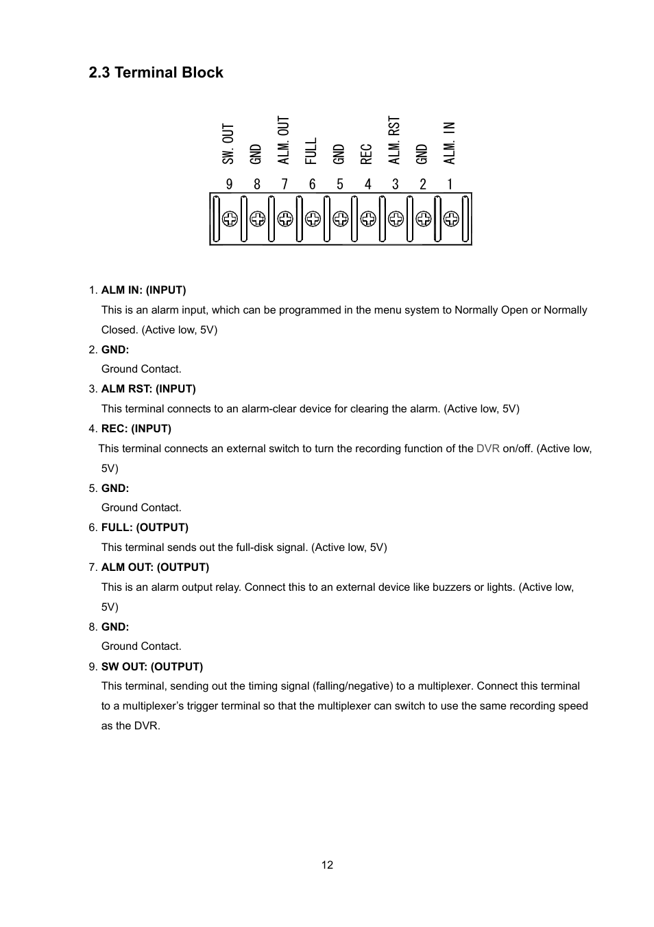 3 terminal block | Toshiba KV-HD01A User Manual | Page 13 / 56