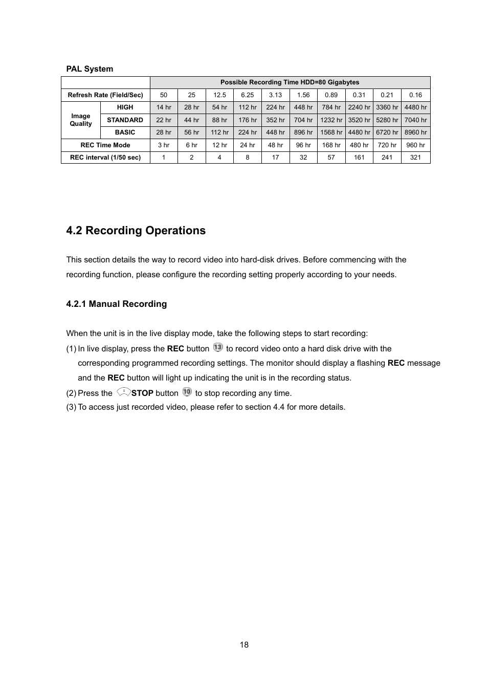 2 recording operations, 1 manual recording | Toshiba KV-HD01A User Manual | Page 19 / 56