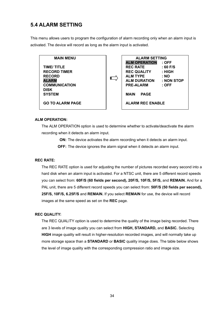 4 alarm setting | Toshiba KV-HD01A User Manual | Page 35 / 56