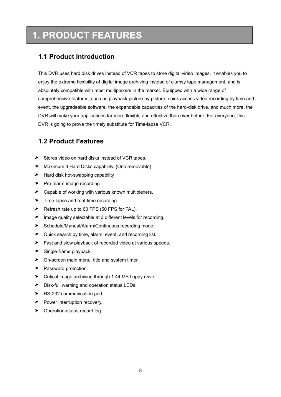 Product features, 1 product introduction, 2 product features | Toshiba KV-HD01A User Manual | Page 9 / 56