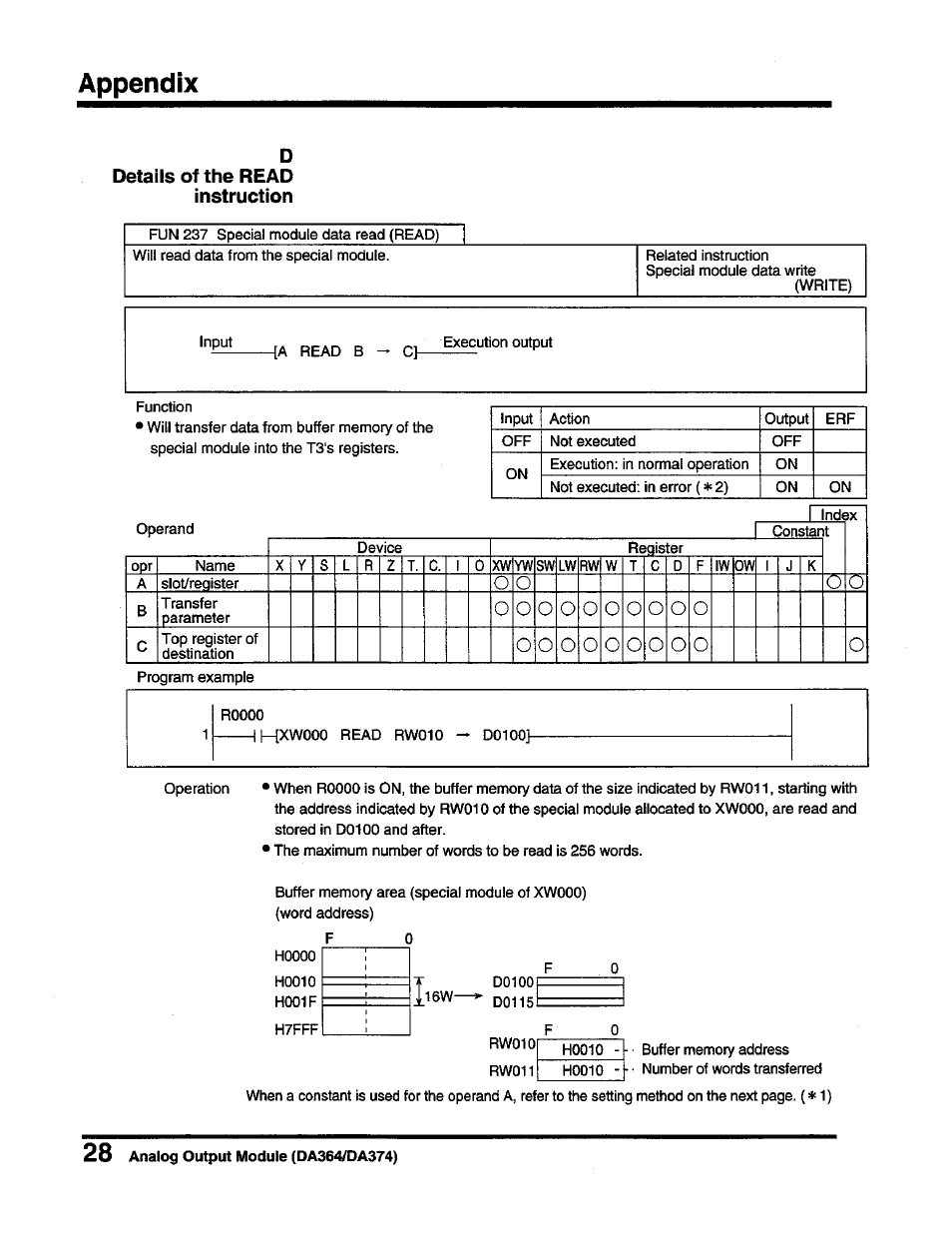 D. details of the read instruction, Details of the read instruction | Toshiba DA364/DA374 User Manual | Page 30 / 34