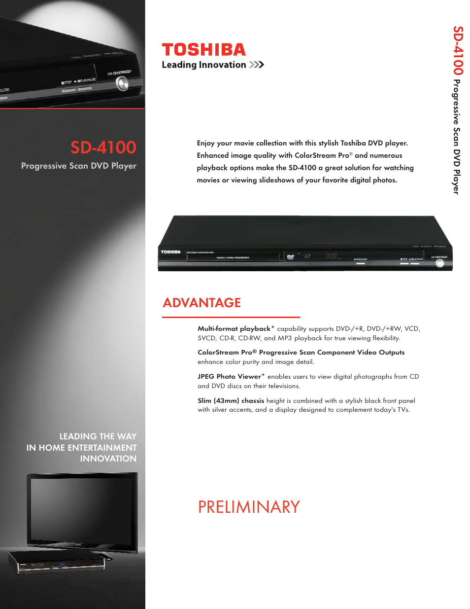 Toshiba SD-4100 User Manual | 2 pages