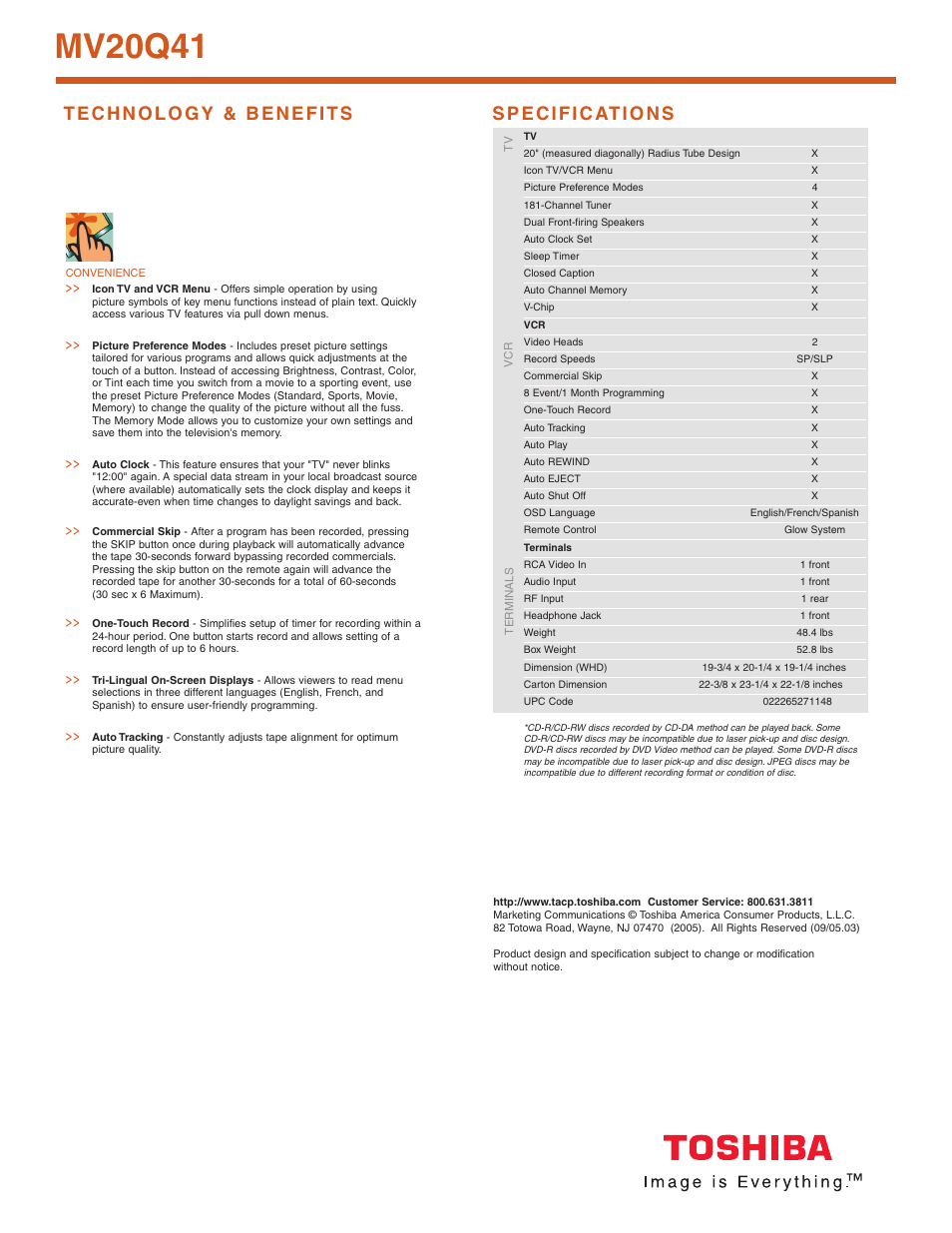 Mv20q41 | Toshiba MV20Q41 User Manual | Page 2 / 2