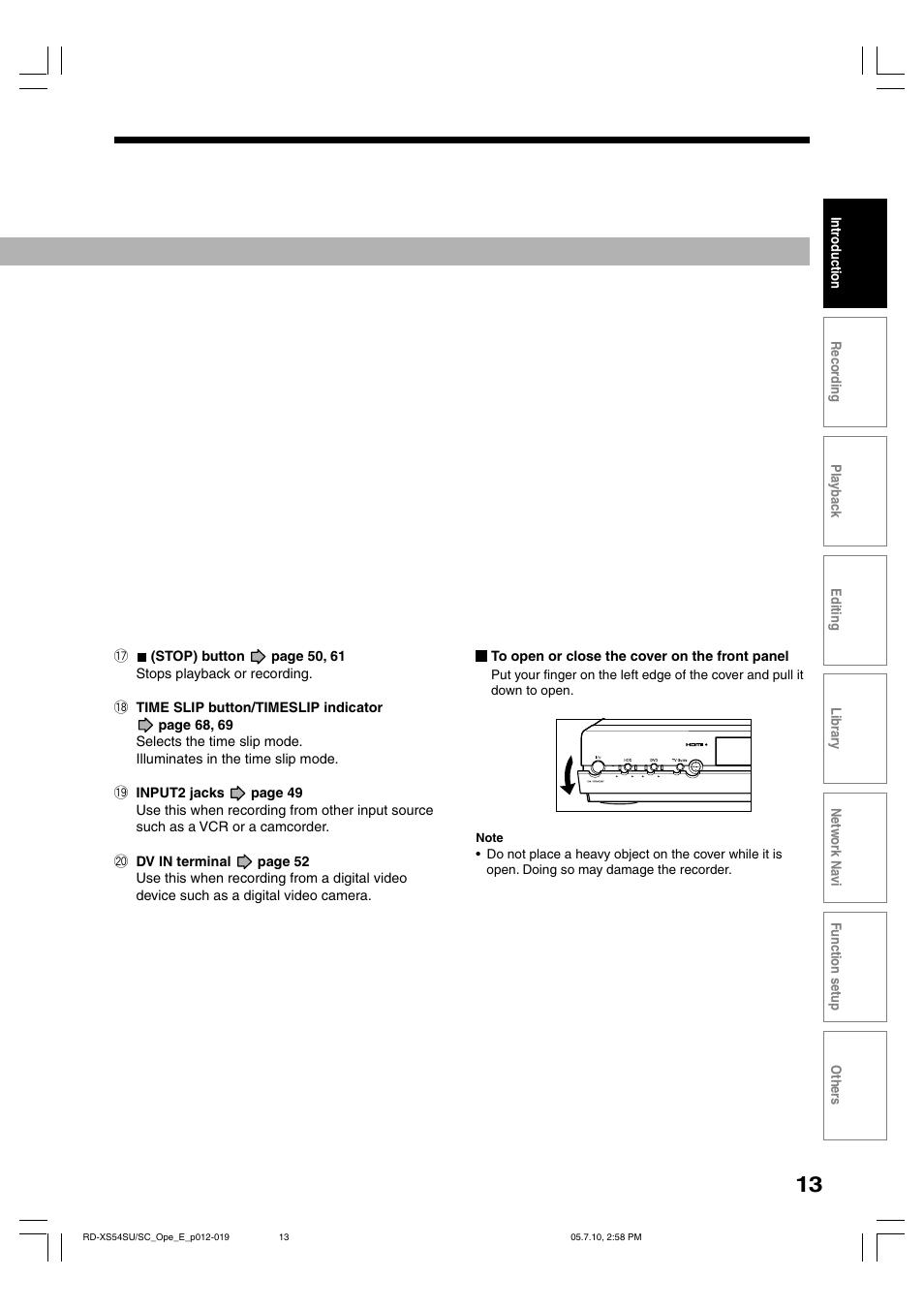 Toshiba RD-XS54SU User Manual | Page 13 / 100