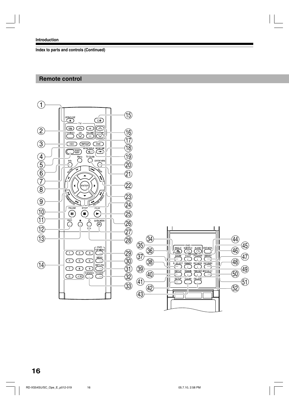 Toshiba RD-XS54SU User Manual | Page 16 / 100