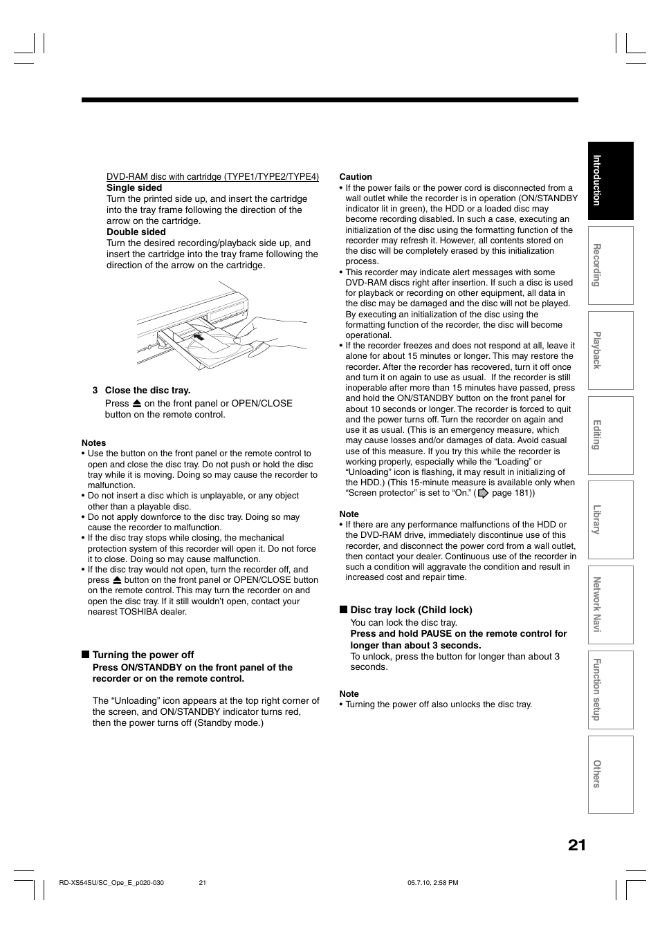 Toshiba RD-XS54SU User Manual | Page 21 / 100