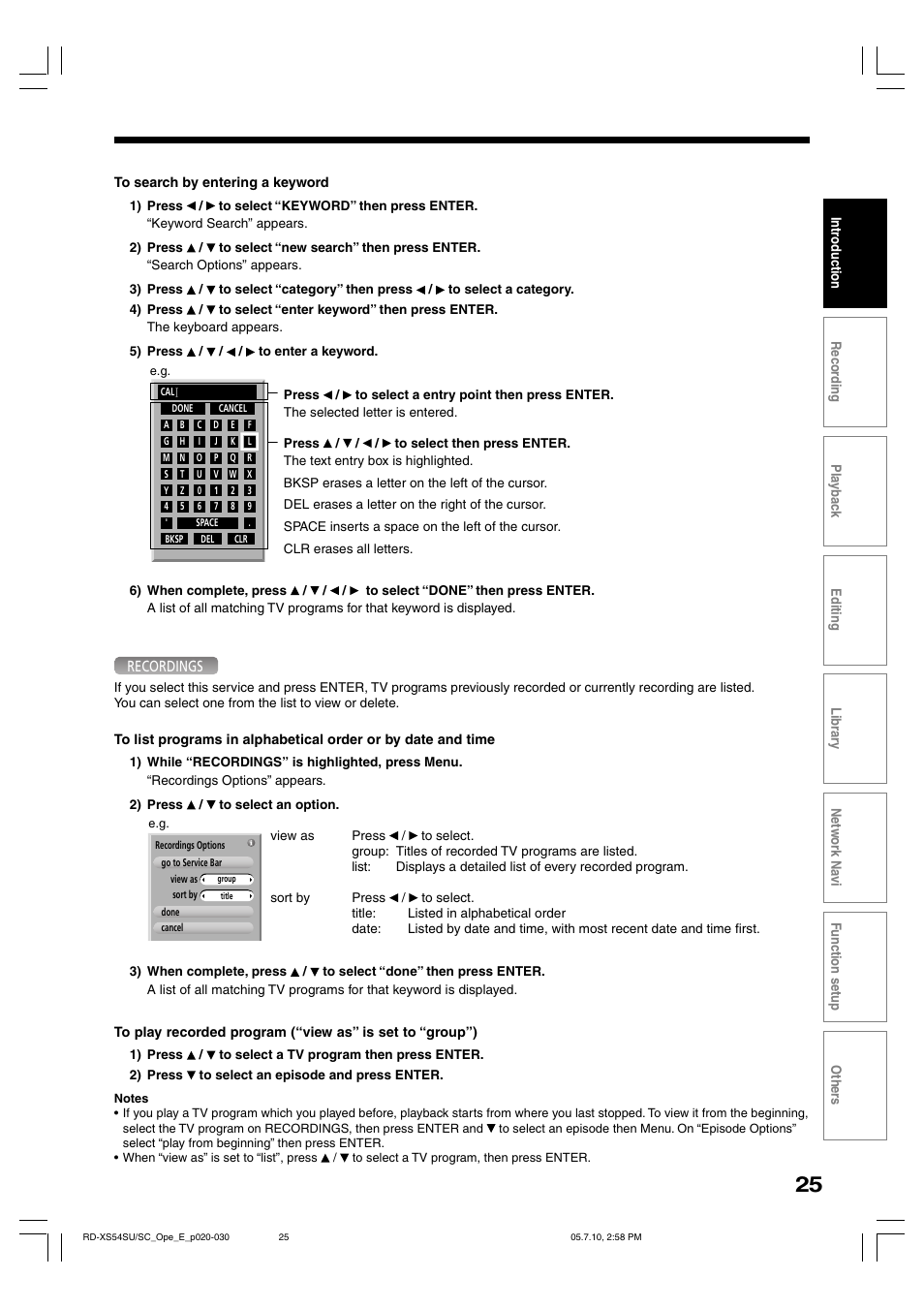 Toshiba RD-XS54SU User Manual | Page 25 / 100