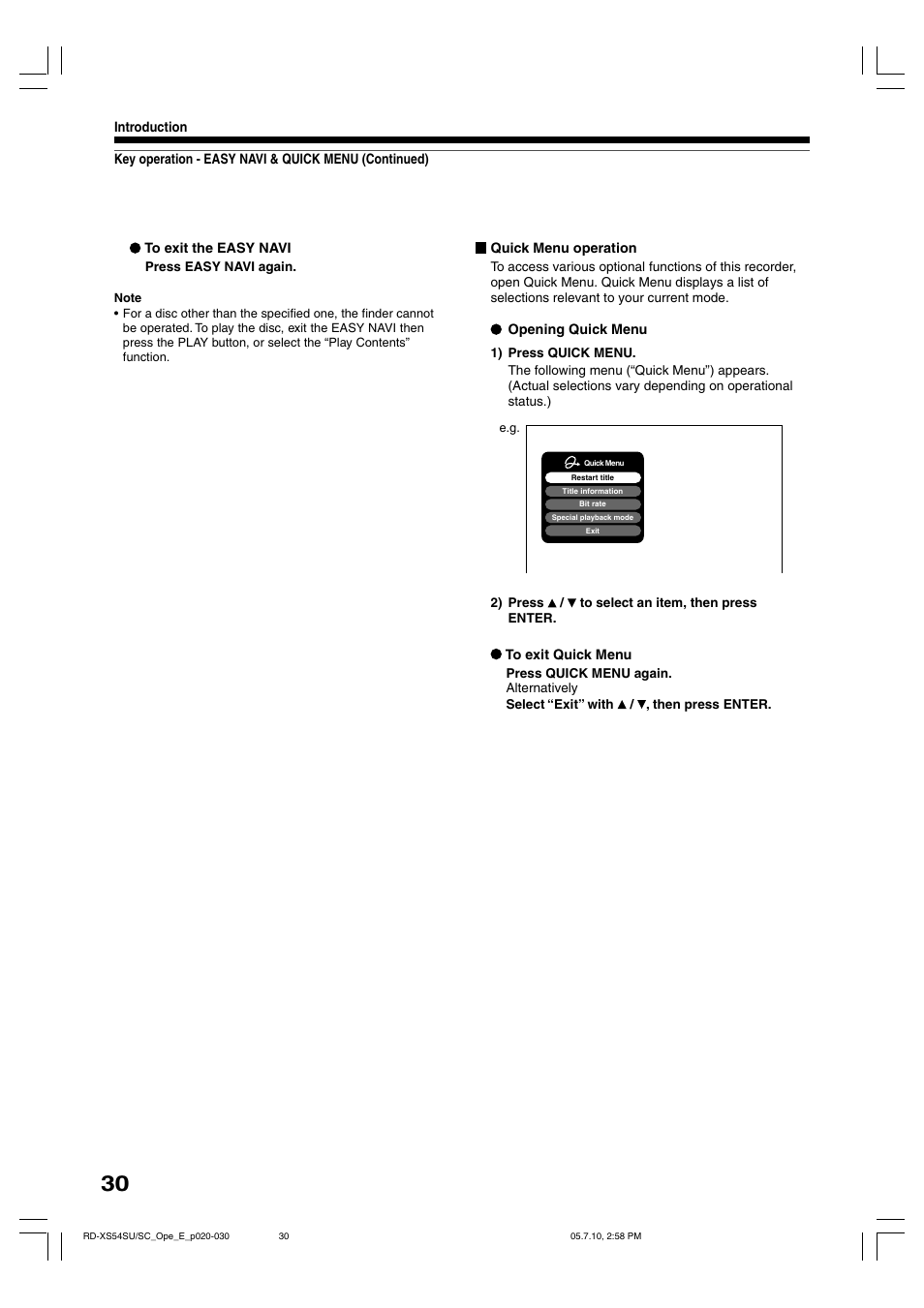 Toshiba RD-XS54SU User Manual | Page 30 / 100