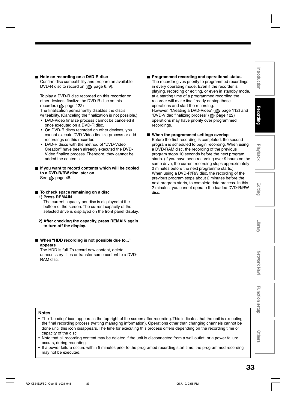 Toshiba RD-XS54SU User Manual | Page 33 / 100