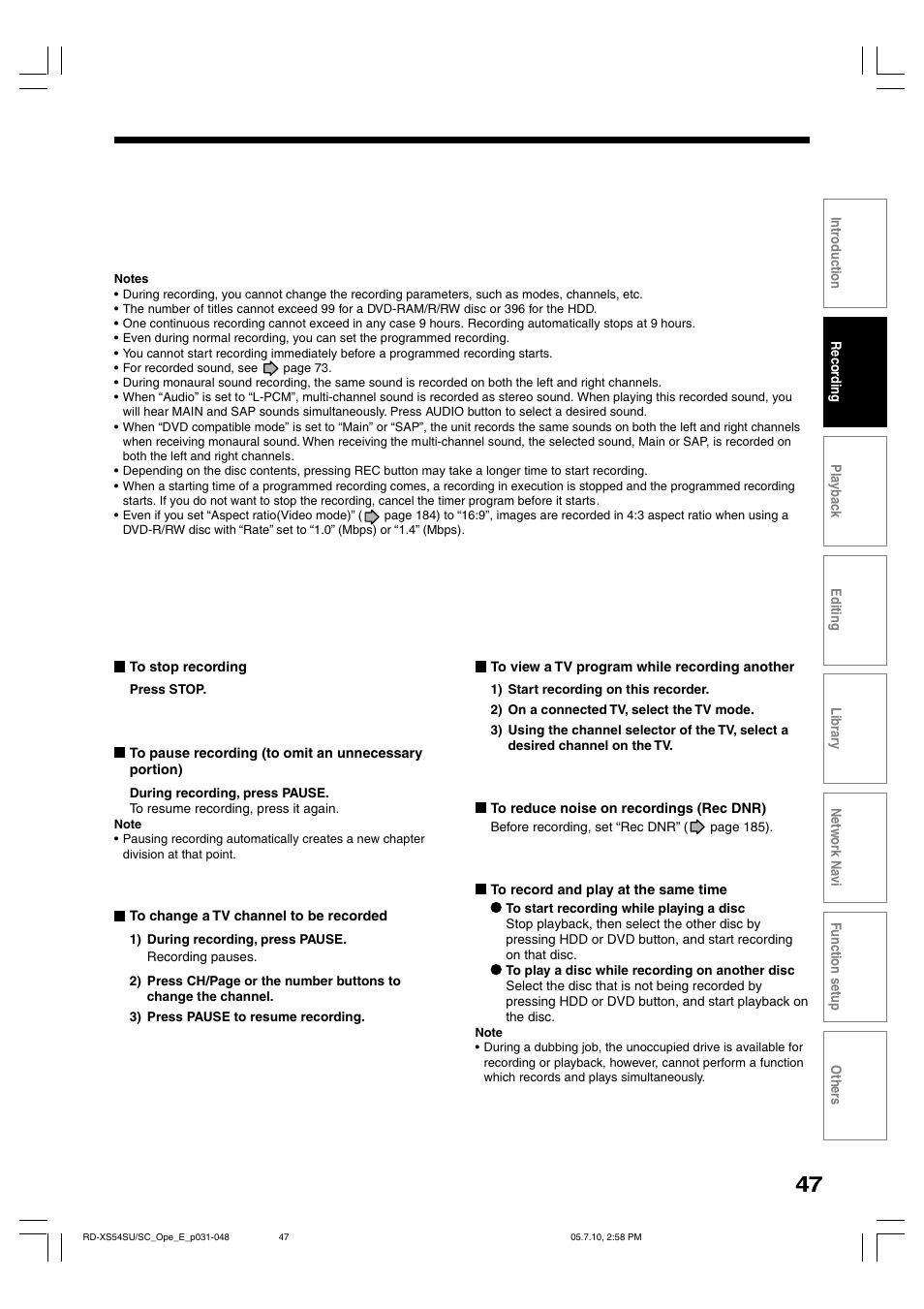 Toshiba RD-XS54SU User Manual | Page 47 / 100