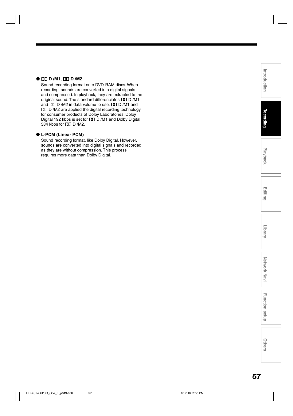 Toshiba RD-XS54SU User Manual | Page 57 / 100