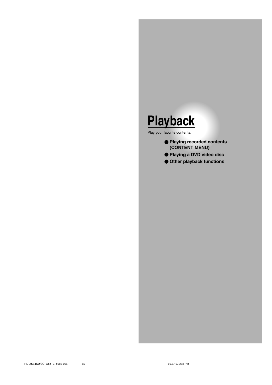 Playback | Toshiba RD-XS54SU User Manual | Page 59 / 100