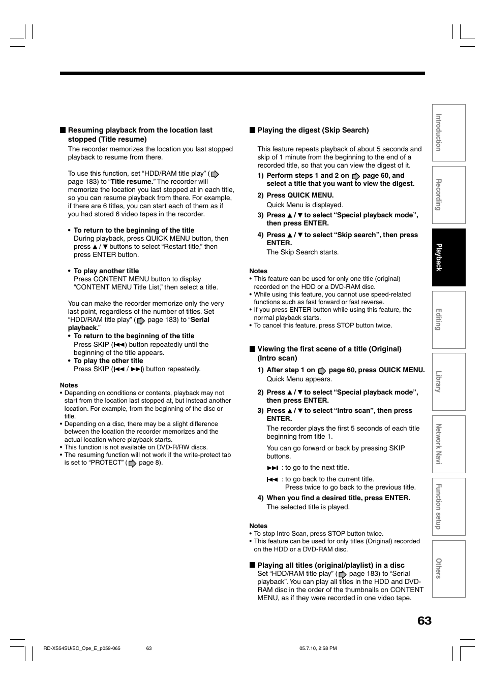 Toshiba RD-XS54SU User Manual | Page 63 / 100