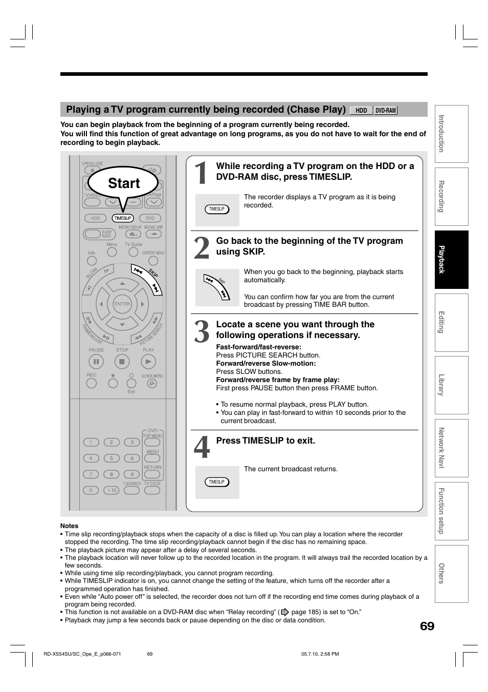 Start | Toshiba RD-XS54SU User Manual | Page 69 / 100