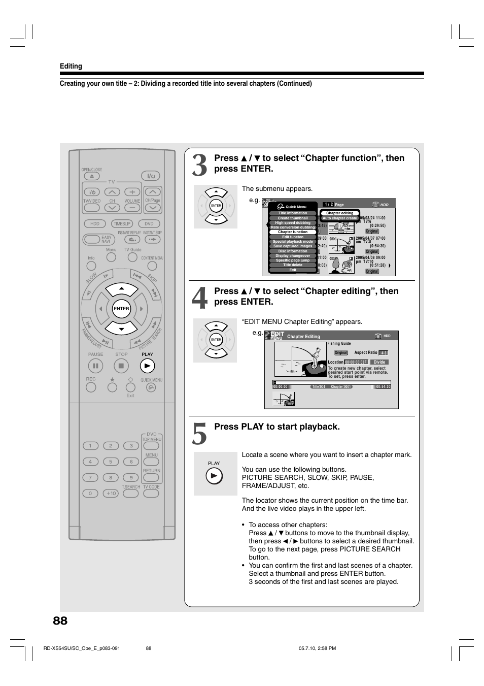 Press play to start playback | Toshiba RD-XS54SU User Manual | Page 88 / 100