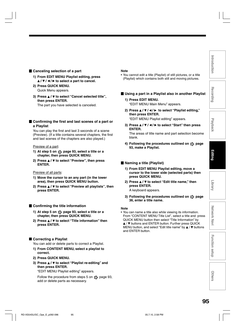 Toshiba RD-XS54SU User Manual | Page 95 / 100