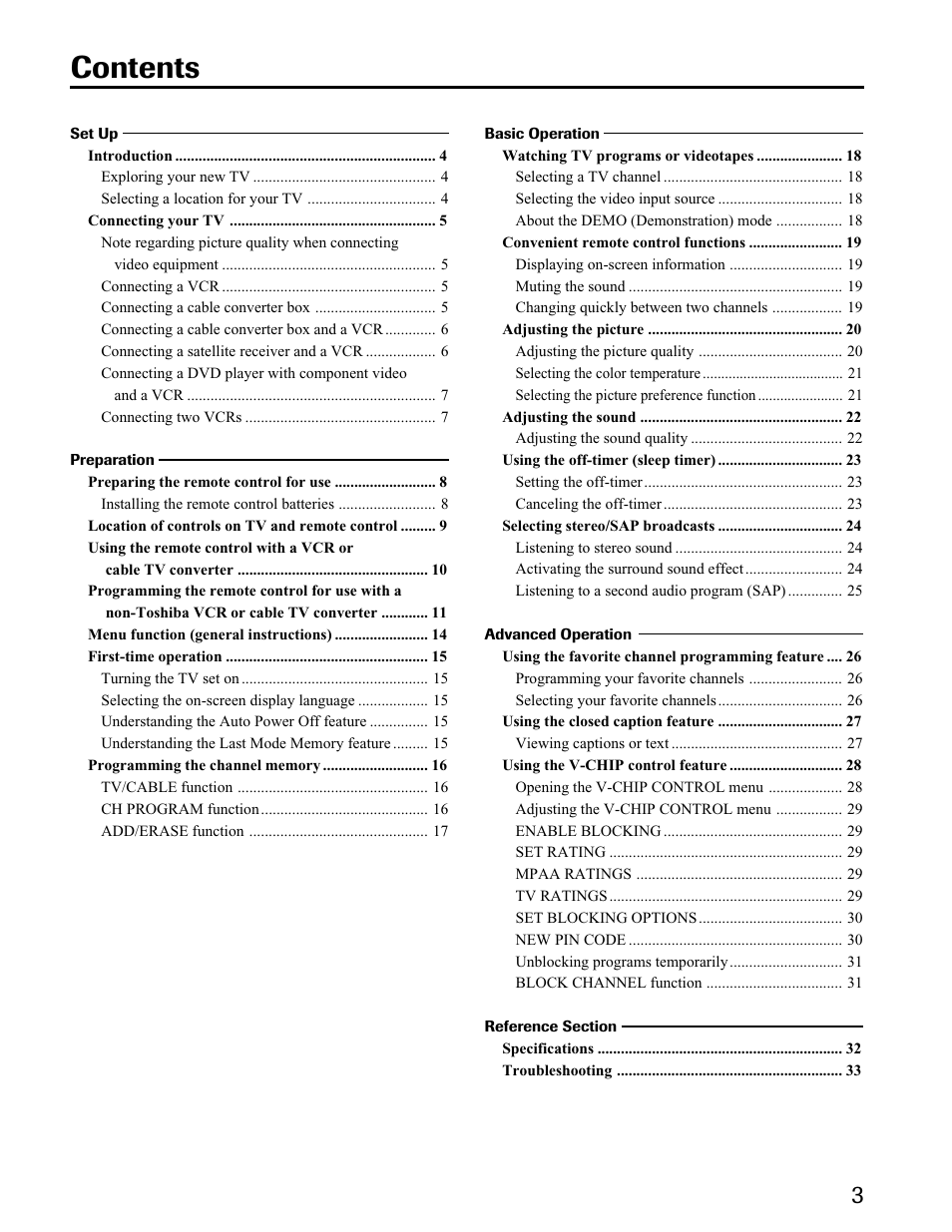 Toshiba 34AS41 User Manual | Page 3 / 35