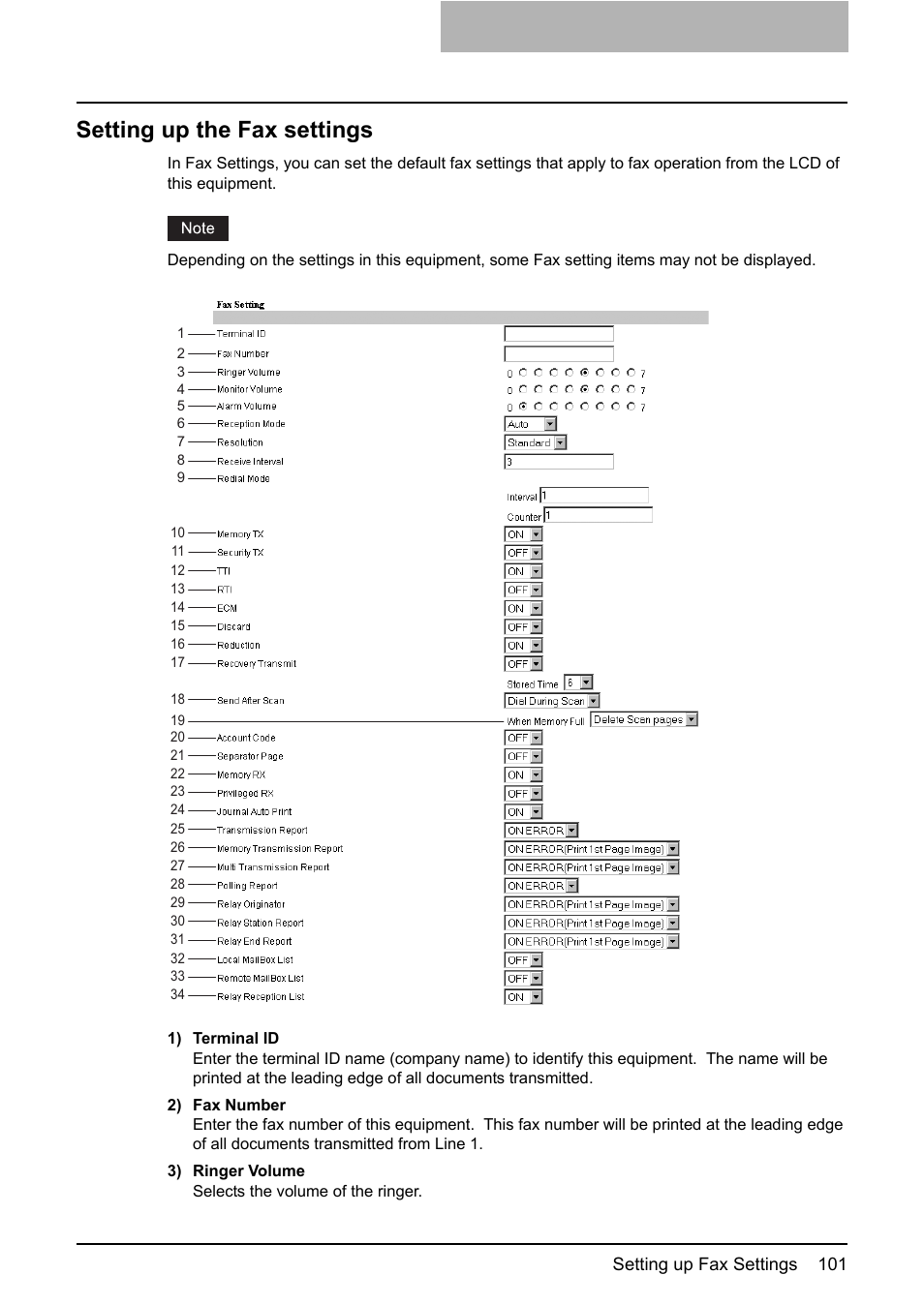 Setting up the fax settings, P.101 “setting up the fax settings | Toshiba GA-1190 User Manual | Page 103 / 156