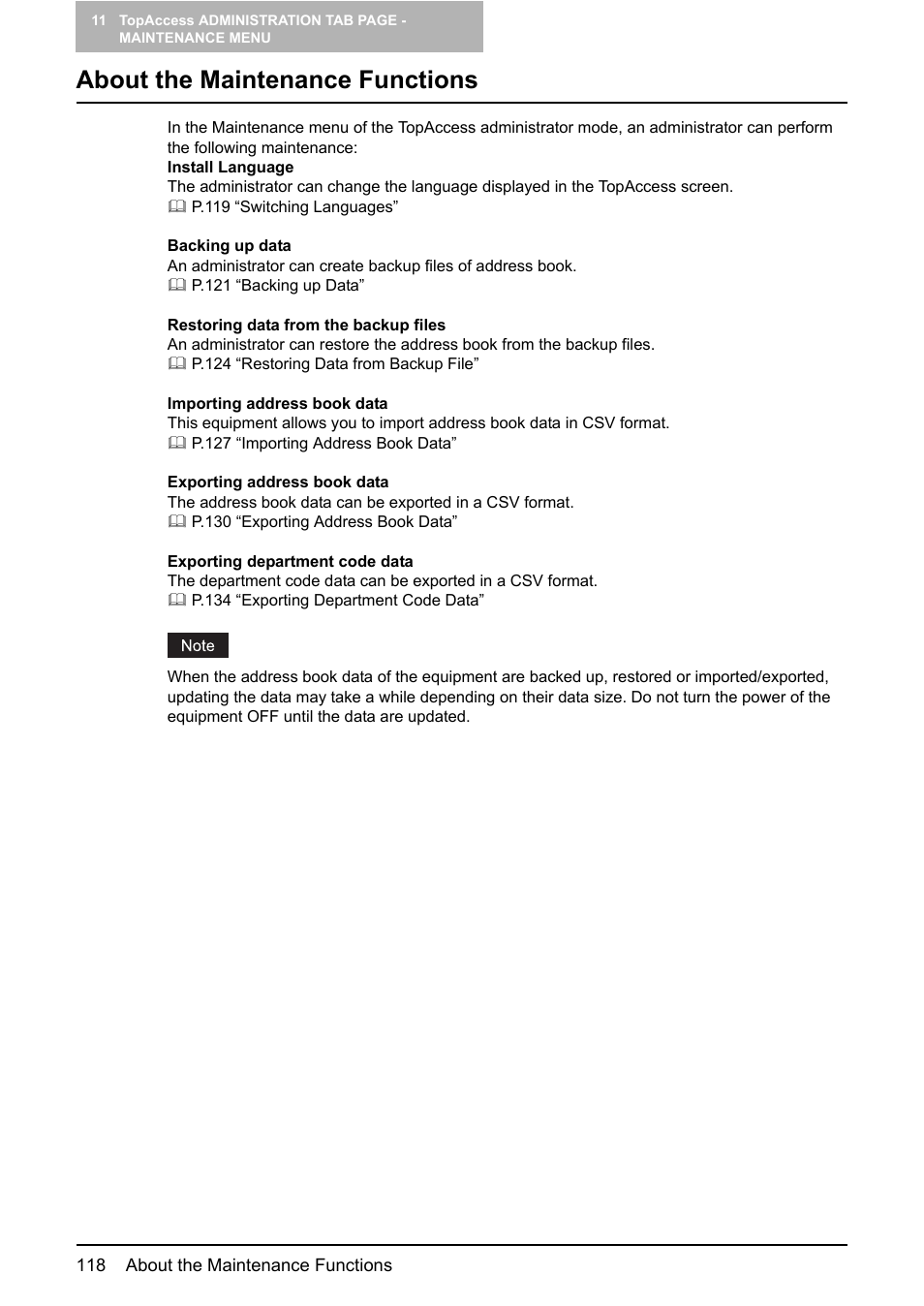 About the maintenance functions | Toshiba GA-1190 User Manual | Page 120 / 156