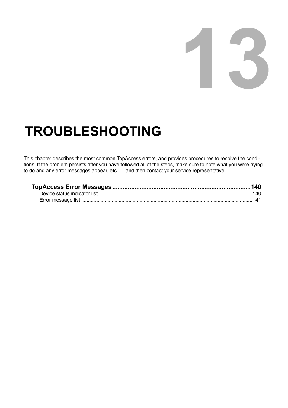 Troubleshooting, Chapter 13 troubleshooting, P.139 “troubleshooting | Toshiba GA-1190 User Manual | Page 141 / 156