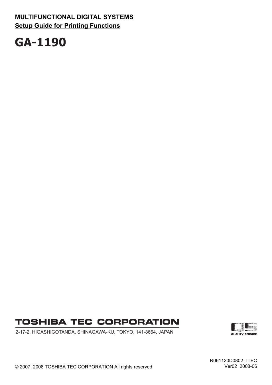 Ga-1190 | Toshiba GA-1190 User Manual | Page 156 / 156