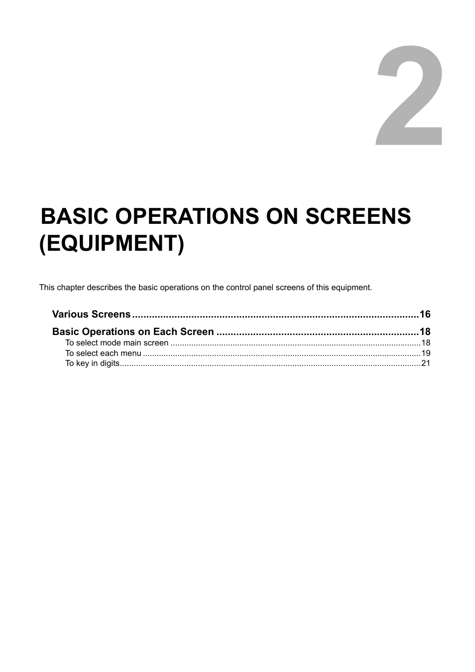 Basic operations on screens (equipment), Chapter 2, P.15 “basic operations on screens (equipment) | Toshiba GA-1190 User Manual | Page 17 / 156