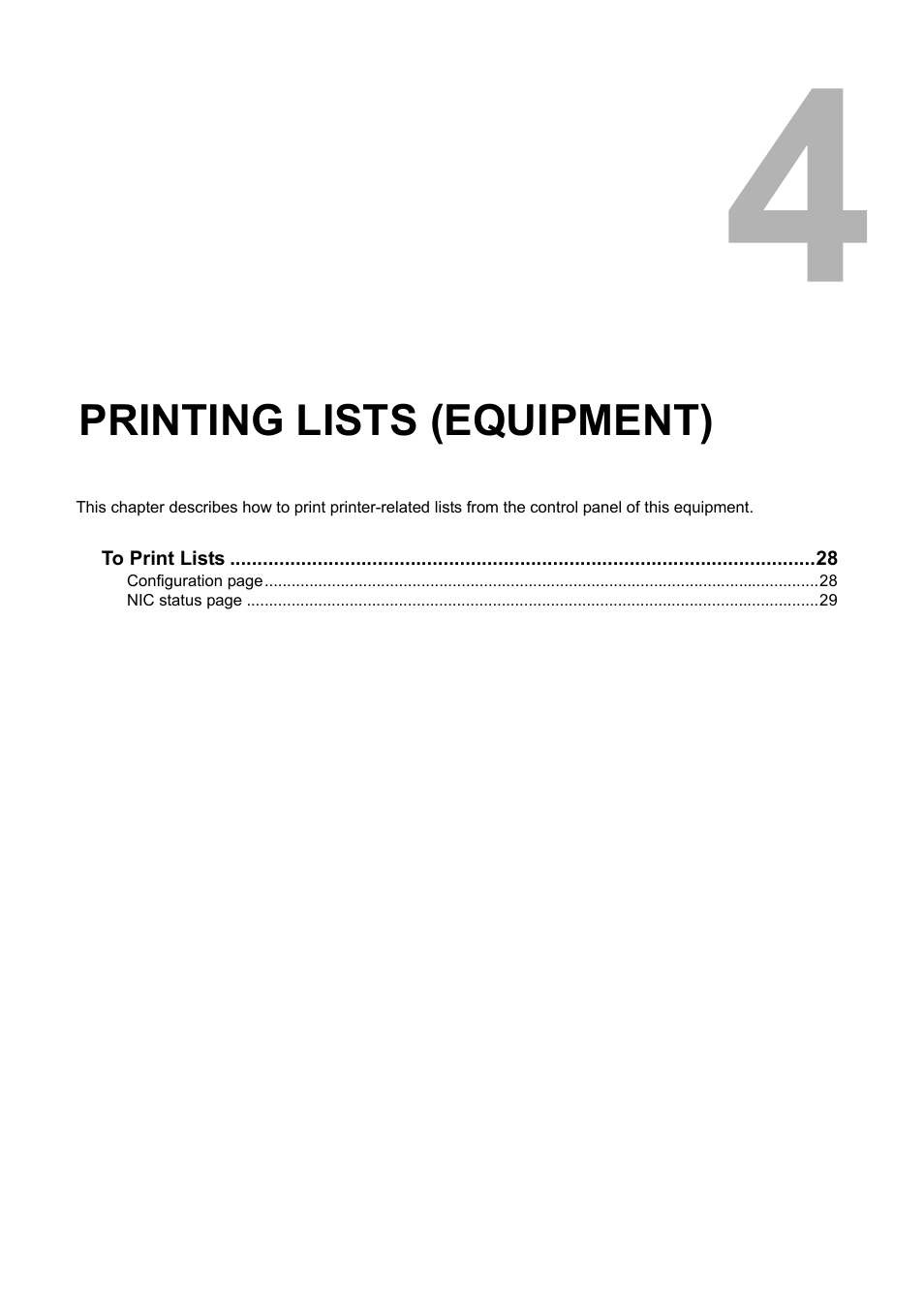 Printing lists (equipment), Chapter 4, P.27 “printing lists (equipment) | Toshiba GA-1190 User Manual | Page 29 / 156