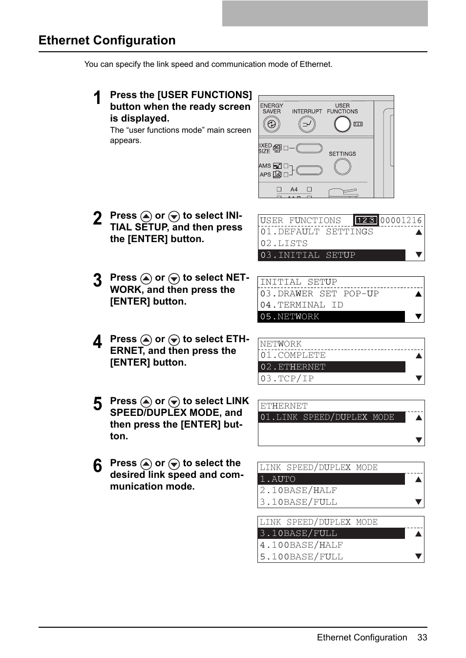 Ethernet configuration, P.33 “ethernet configuration | Toshiba GA-1190 User Manual | Page 35 / 156