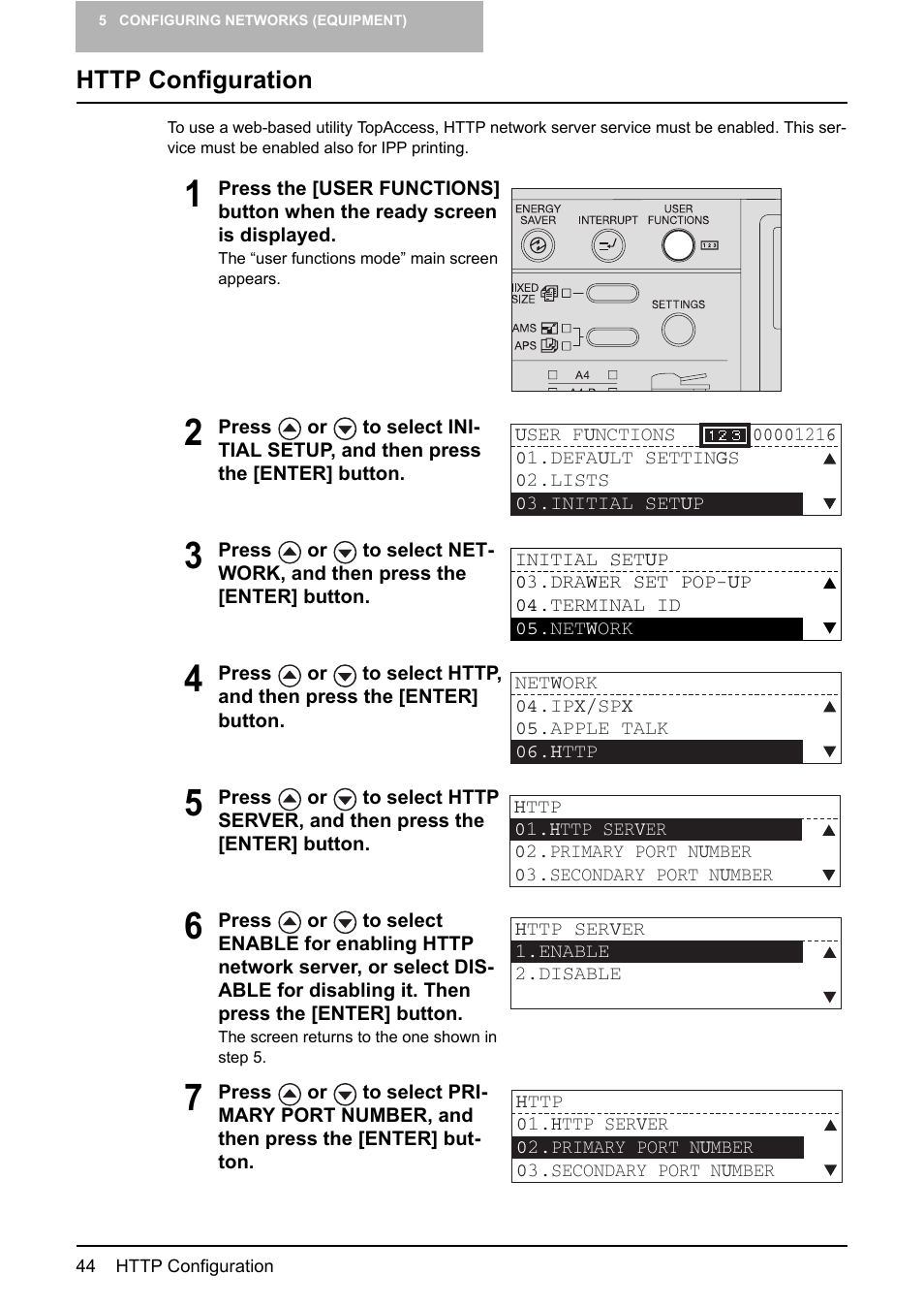 Http configuration, P.44 “http configuration | Toshiba GA-1190 User Manual | Page 46 / 156