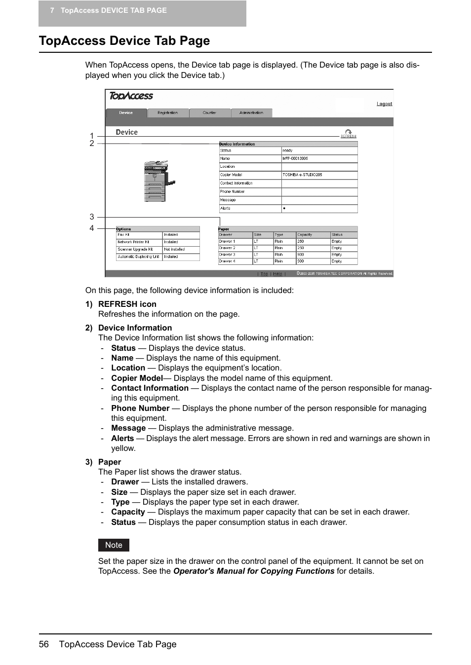 Topaccess device tab page | Toshiba GA-1190 User Manual | Page 58 / 156