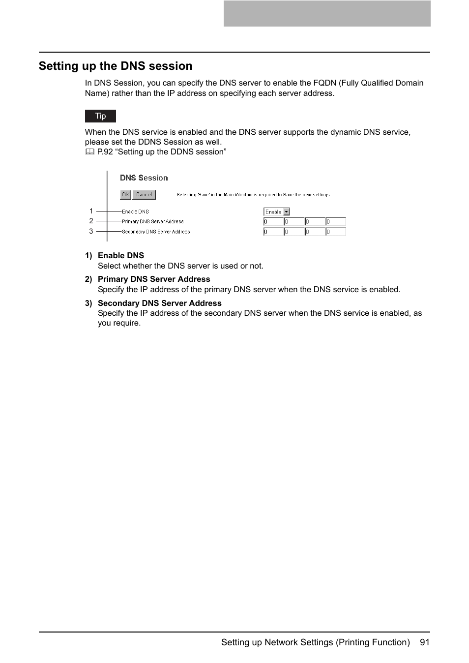 Setting up the dns session, P.91 “setting up the dns session | Toshiba GA-1190 User Manual | Page 93 / 156