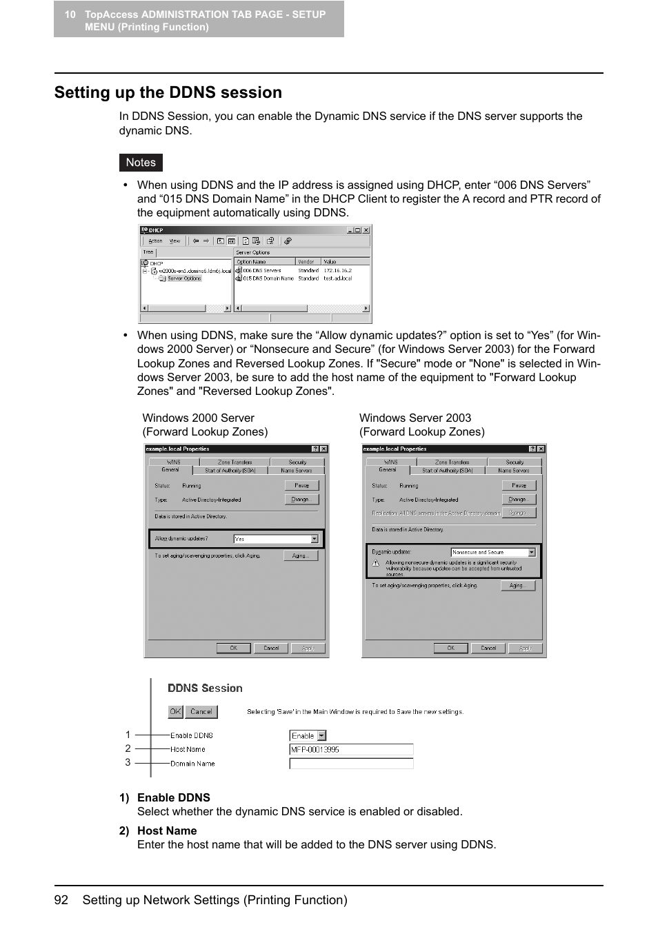 Setting up the ddns session, P.92 “setting up the ddns session | Toshiba GA-1190 User Manual | Page 94 / 156