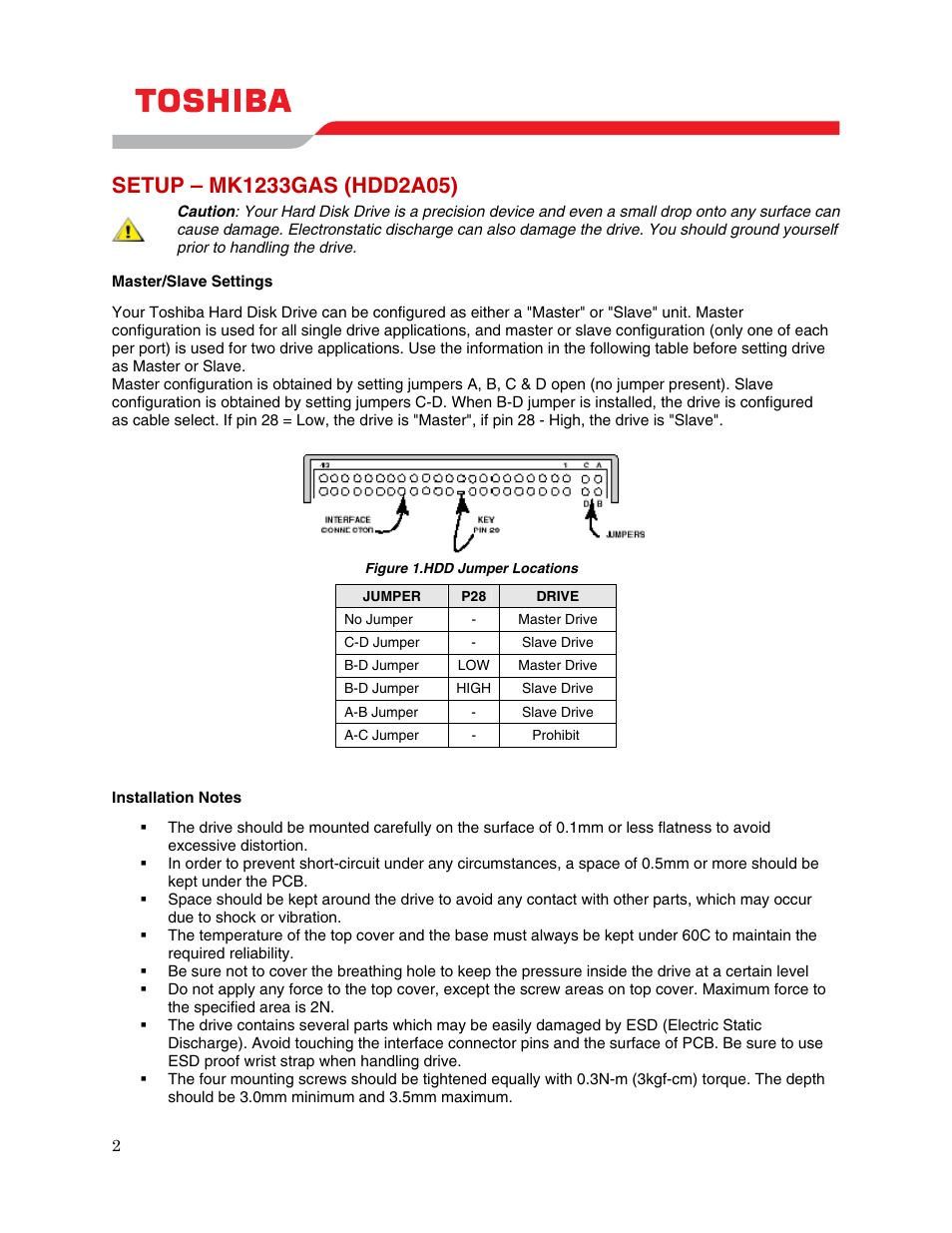 Setup – mk1233gas (hdd2a05) | Toshiba MK1233GAS User Manual | Page 4 / 11