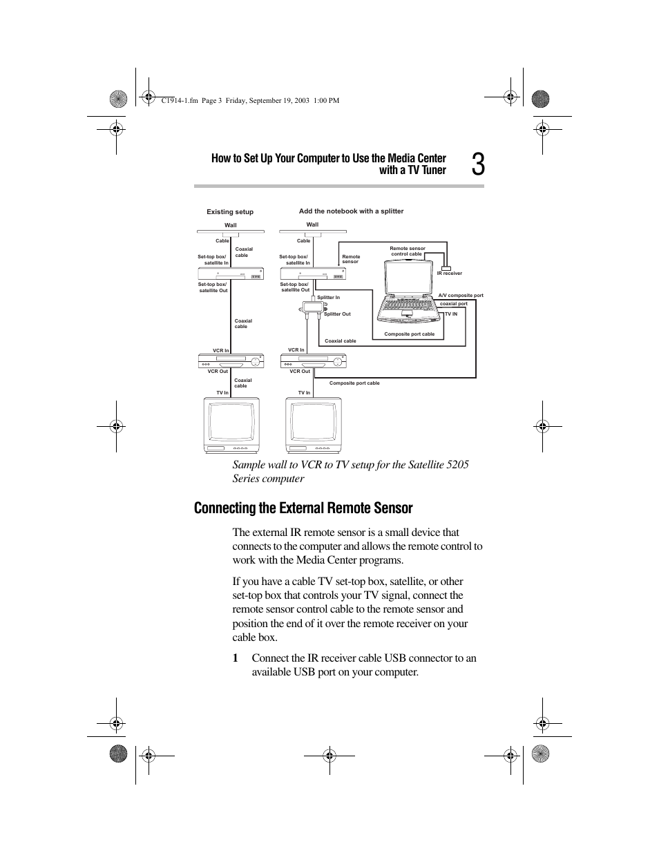 Connecting the external remote sensor | Toshiba 5205 User Manual | Page 3 / 12