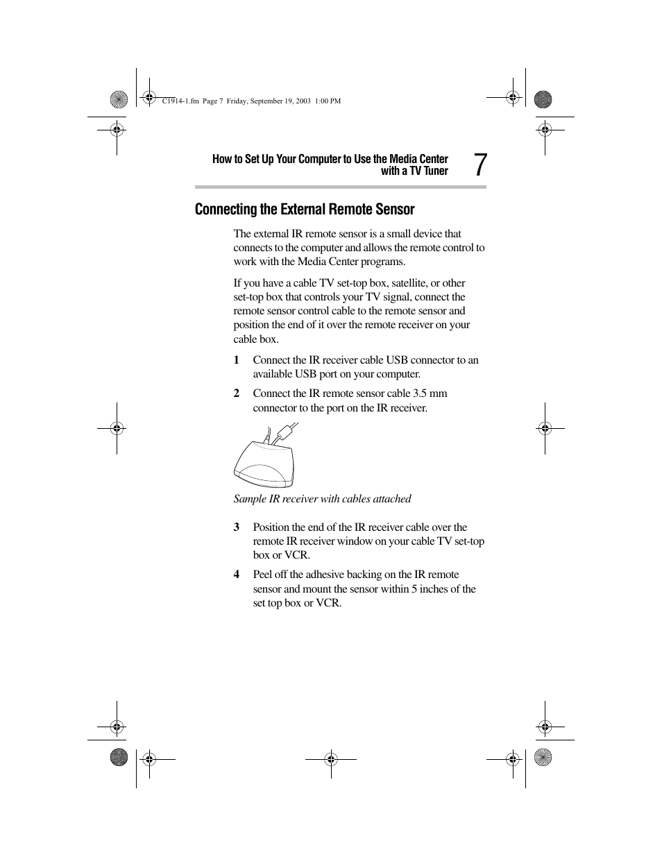 Connecting the external remote sensor | Toshiba 5205 User Manual | Page 7 / 12