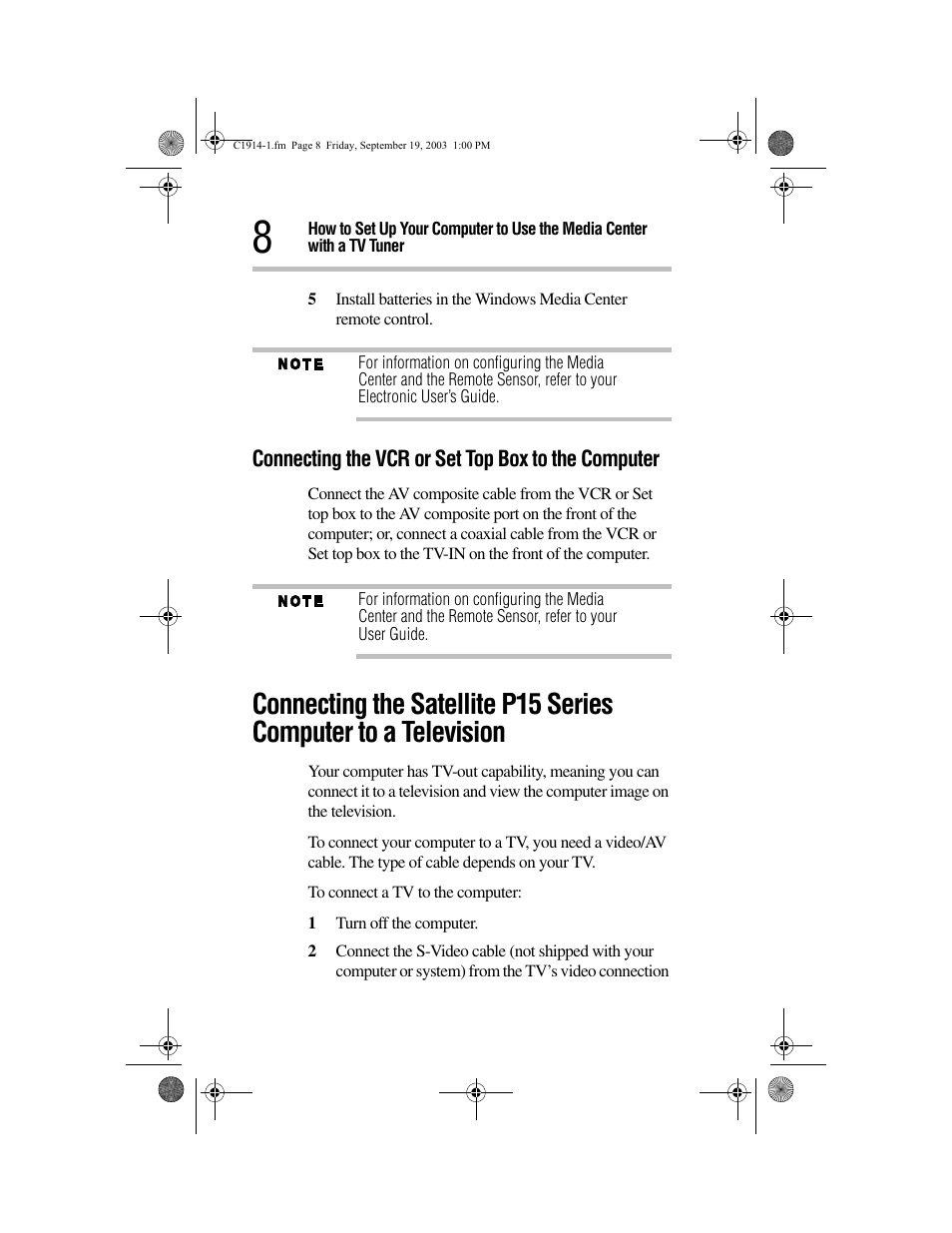 Connecting the vcr or set top box to the computer | Toshiba 5205 User Manual | Page 8 / 12