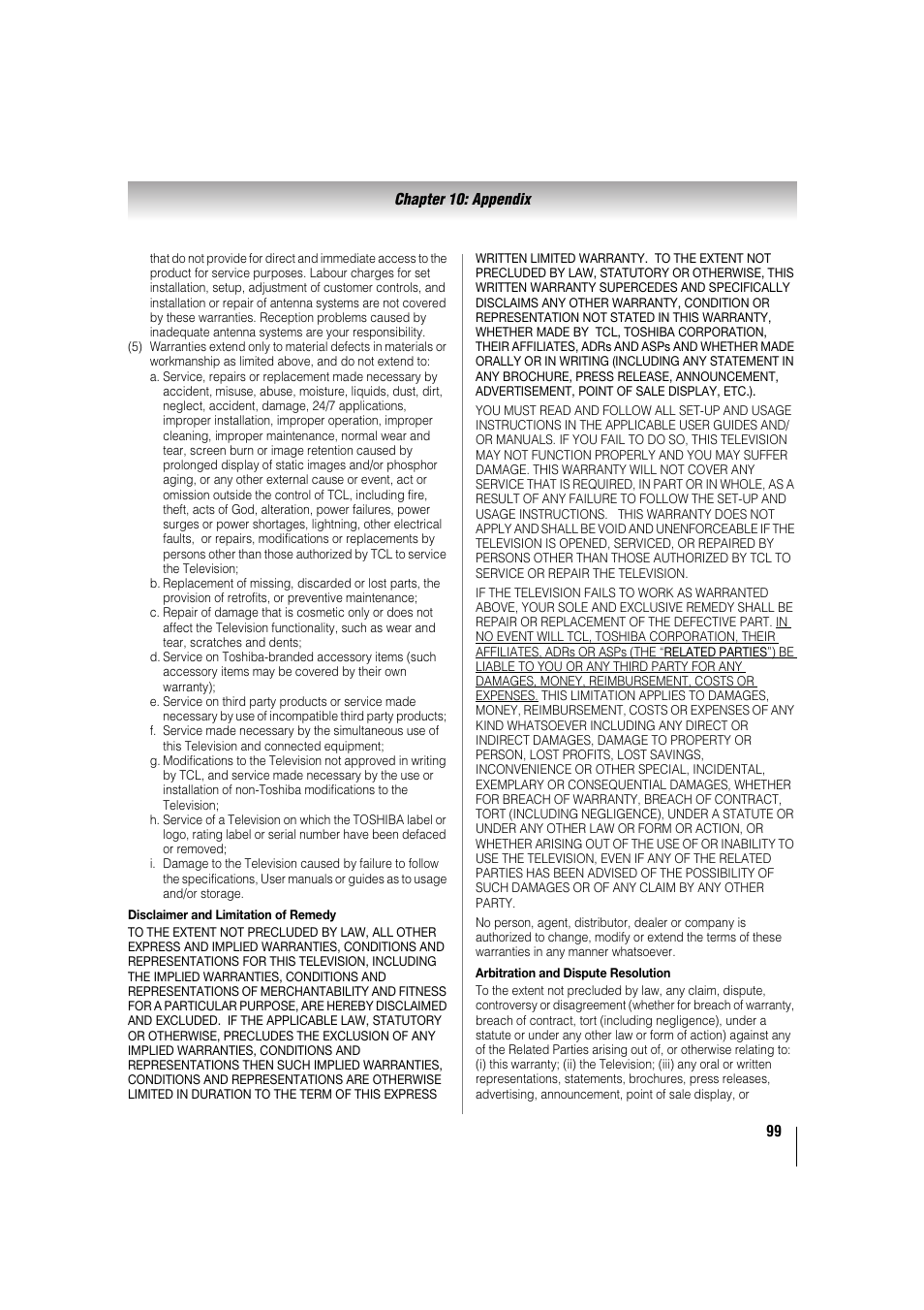 Toshiba 32TL515U User Manual | Page 99 / 102