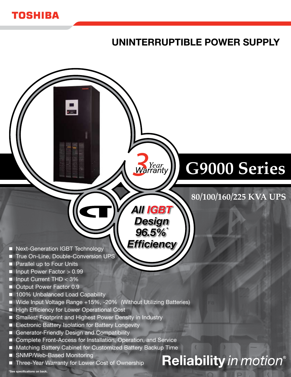 Toshiba G9000 SERIES User Manual | 2 pages